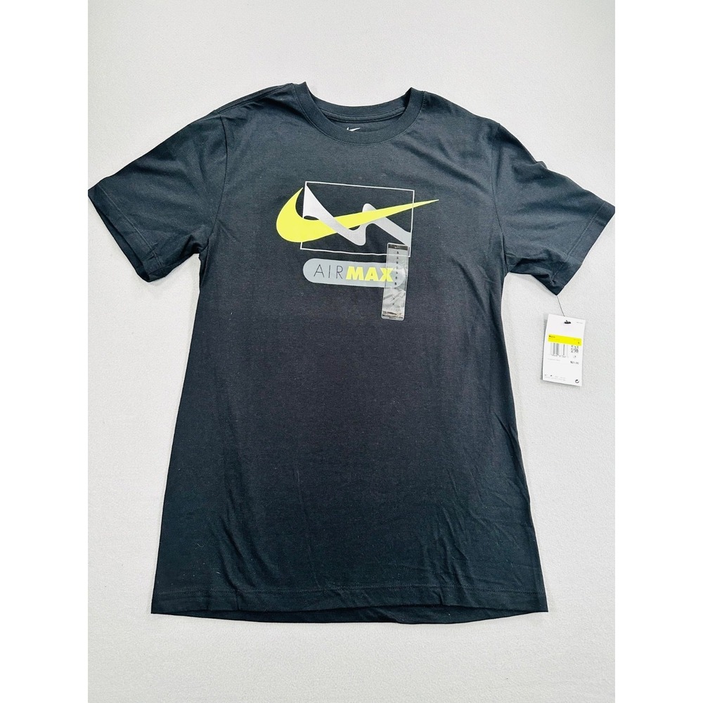 Nike Air Max T Shirt Men's Small Black Neon Volt Graphic Tee NWT